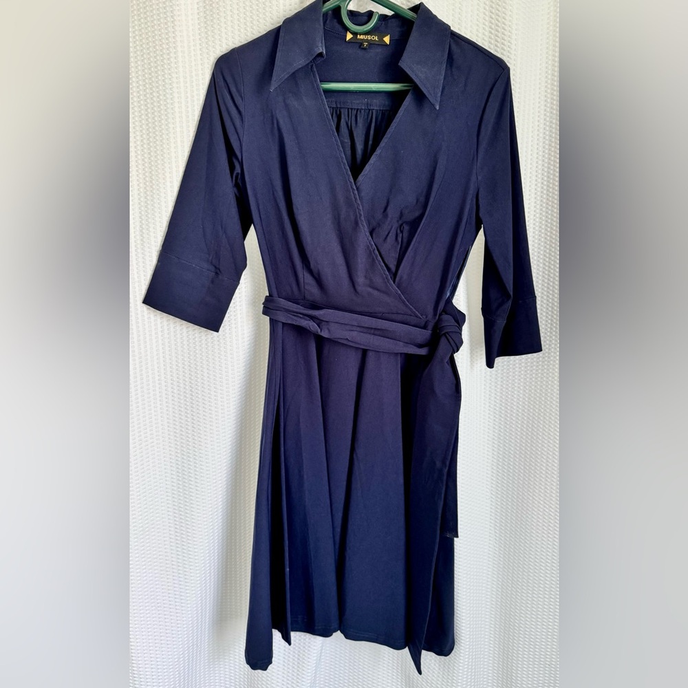 Miusol Classic Navy Wrap Dress